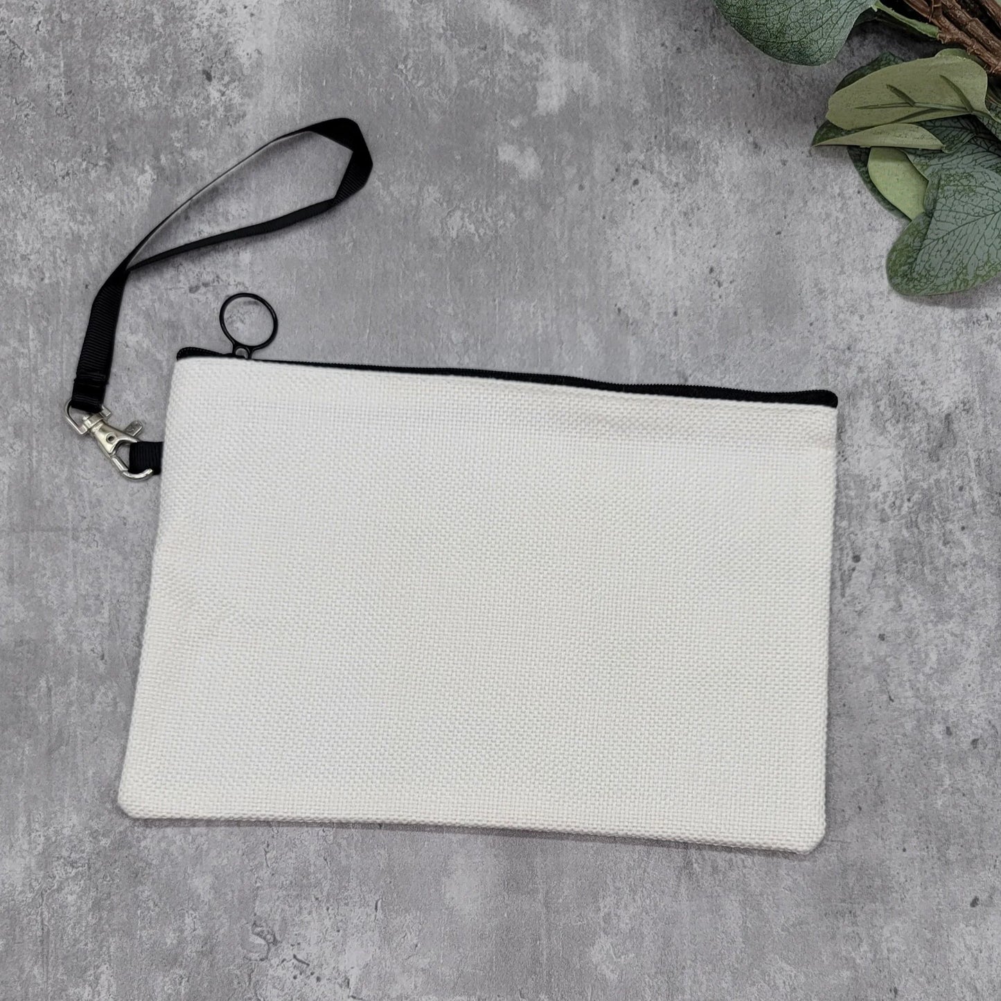 Blank Sublimation Linen/Canvas Zipper Pouch with Wristlet Strap